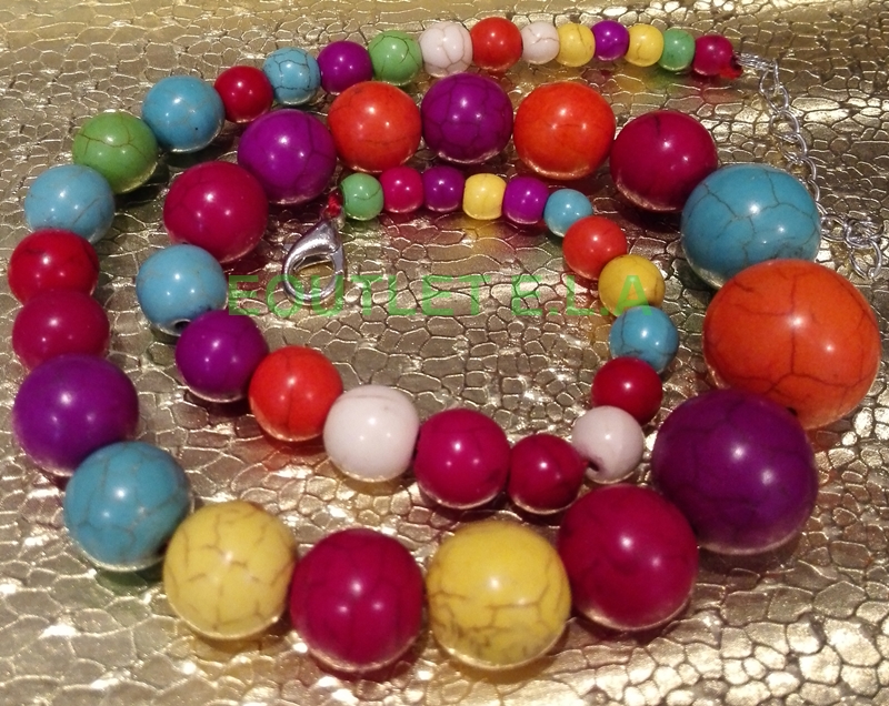 RAINBOW TURQUOISE NECKLACE-51cm